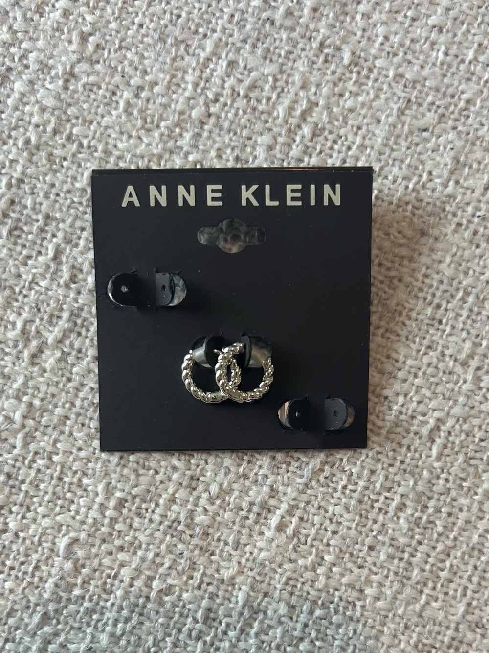 Anne Klein Silver Braided Hoop Earrings